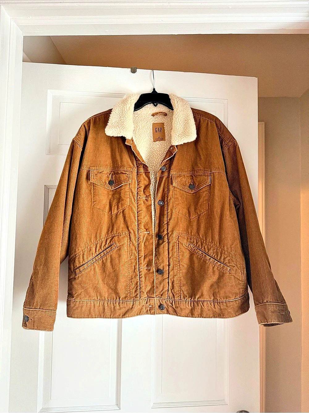 NWOT GAP Oversized Sherpa Lined Corduroy Jacket Brown & Cream Medium